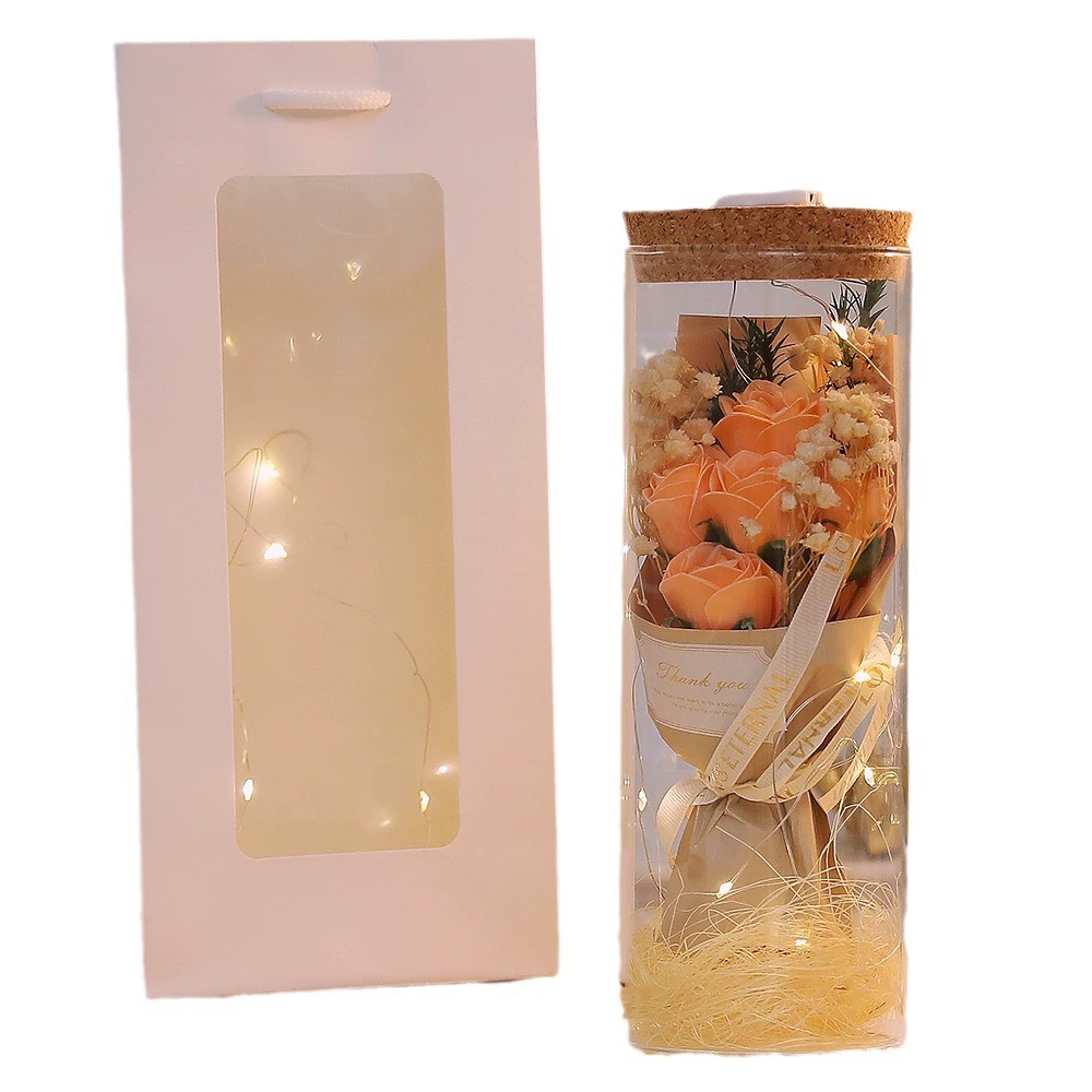 Подарочная стеклянная открытка ко Дню матери с букетом пожеланий Rose Eternal Bouquet Ornament Creative Dried Flowers 520 оптовая продажа