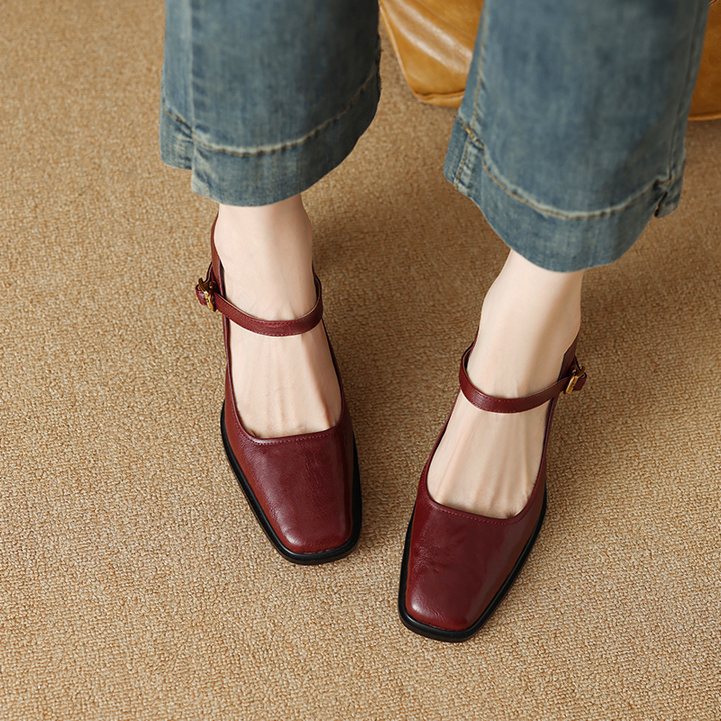 gót cao 5cm màu đỏ tía