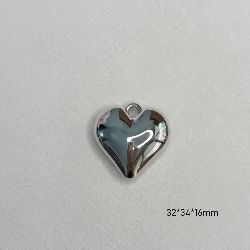 Chapado en oro y plata para proteger el color de la superficie brillante de acrílico melocotón amado colgante en forma de corazón pulsera manual collar de clavícula juguete DIY image 20
