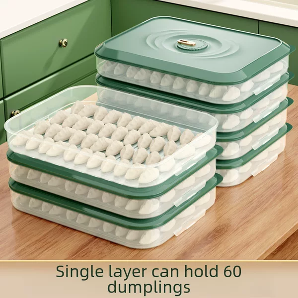 Large-Capacity Dumpling Box Household Refrigerator Freezer Special Sealed Fresh-Keeping Multi-Layer Quick-Frozen Food Wonton Storage Box