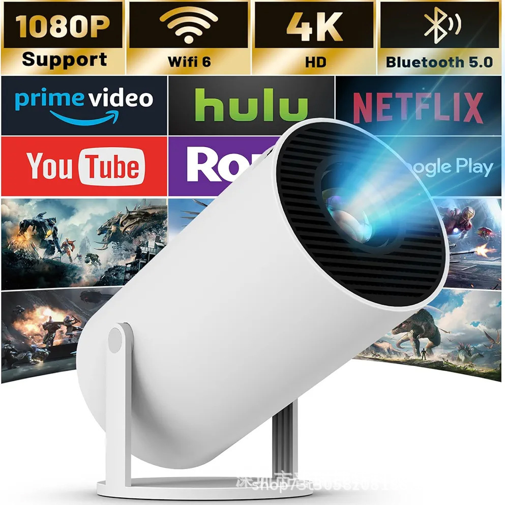 New Hy300 4K Wifi Hd Overseas Android 13 Version 5g Bluetooth Portable Home Mini Projector