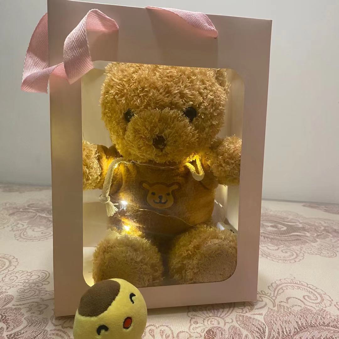 Flash Oso de Peluche de peluche de juguete con luz Oso muñeca caja de regalo muñeca de trapo oso muñeca regalo para niñas regalo de cumpleaños