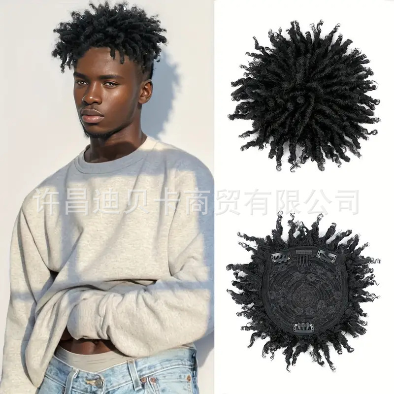 Black 3inch Dreadlock Hair Block Hip Hop Short Hair Wig African Foreign Trade Curly Dreadlock Hair Wigs