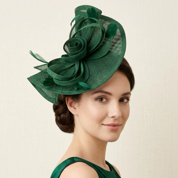 Cross-Border Popular Imitation Linen Feather Headwear, Creative Headpiece for Parties, Banquets, Dance Accessories, Exaggerated Hats, Wholesale from Manufacturer