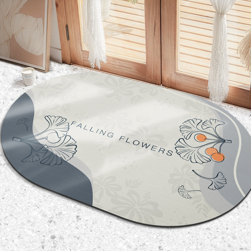 Nórdico simple diatomea barro suave baño Baño absorbente de secado rápido pie estera de piso oval estera puerta de entrada