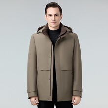 专柜男士防寒羽绒服2025新款商务休闲中年爸爸保暖黄金貂毛派克服