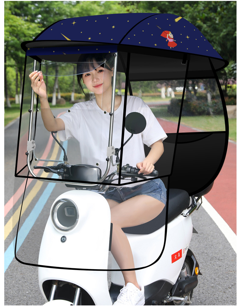 Electric Battery Car Awning, Scooter Sun Protection, Rain Protection Windshield, New Parasol 2025 Safety Umbrella