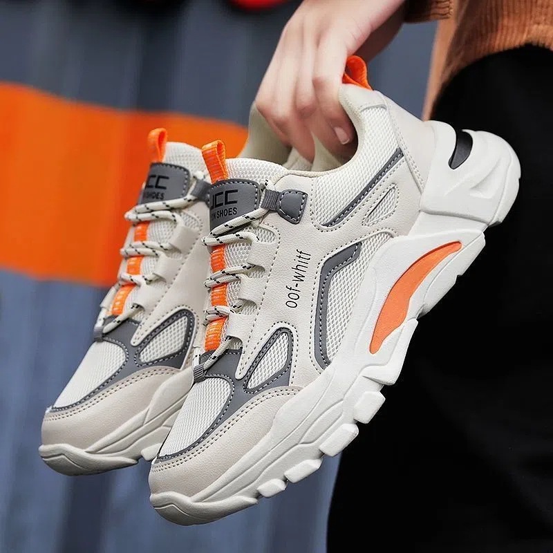 남성용 아빠 신발 M29-화이트 오렌지