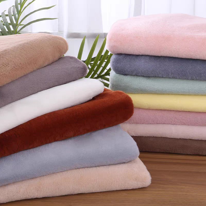 在庫あり、ラビットファー生地、無地ベルベット生地、模造毛皮、衣料品生地、おもちゃ生地、暖かいベルベット