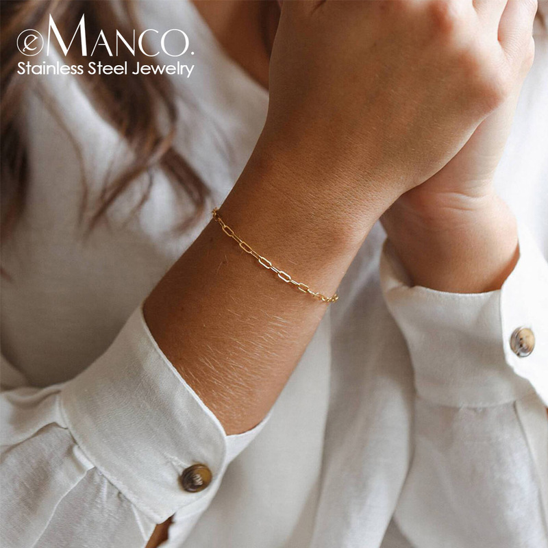 Emanco Women's Casual Bracelet Stainless Steel Bracelet Bracelet Gold Plated Chain Bracelet Stainless Steel Jewelry Emanco Women's Casual Bracelet Stainless Steel Bracelet Bracelet Gold Plated Chain Bracelet Stainless Steel Jewelry