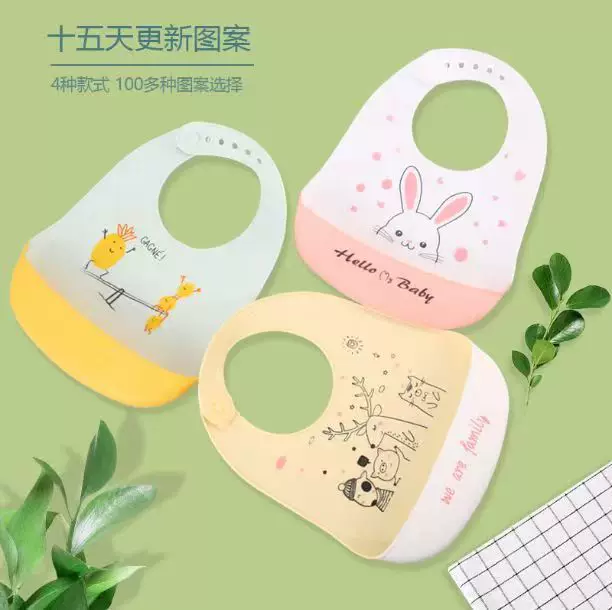 Silicone children's waterproof eating bib for food, food silicone, with pocket, anti-dirty