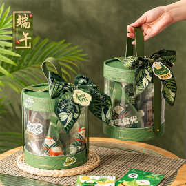 端午粽子礼盒透明抱抱桶手提圆盒咸鸭蛋特产端午节礼品包装盒空盒