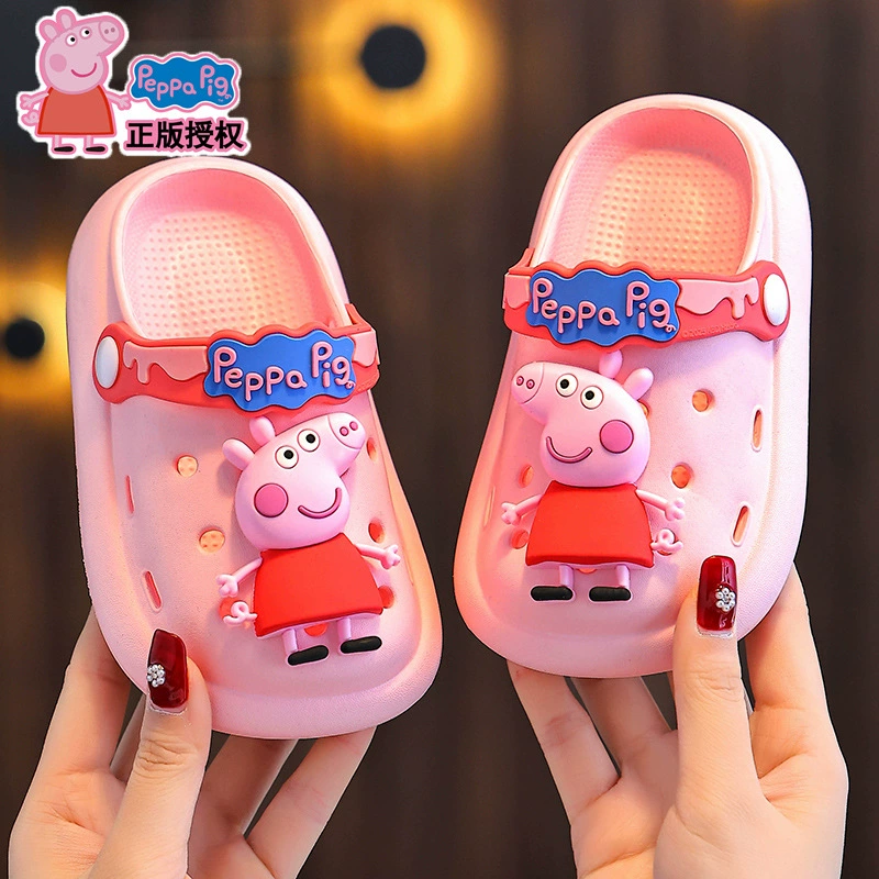 Летние сандалии для девочек Peppa Pig, нескользящие, удобные, дышащие, с закрытым носком, детские пляжные сабо