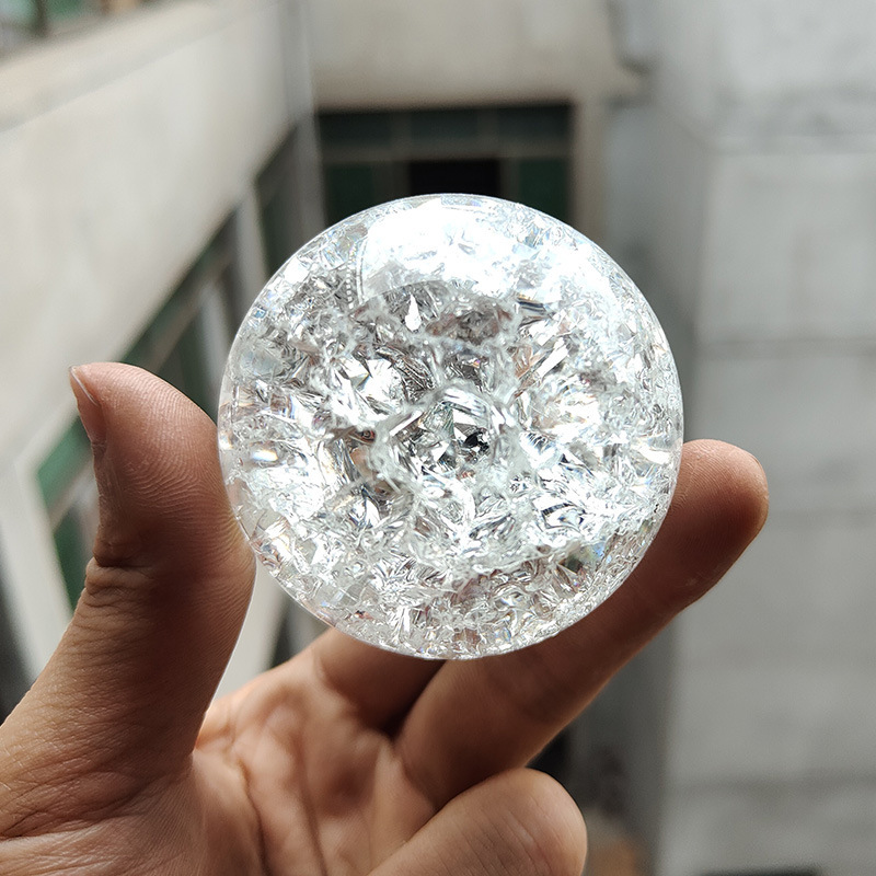 Ice crack ball crystal glass ball decoration rockery fountain crack flowing water bonsai crafts with ornaments Ice crack ball crystal glass ball decoration rockery fountain crack flowing water bonsai crafts with ornaments