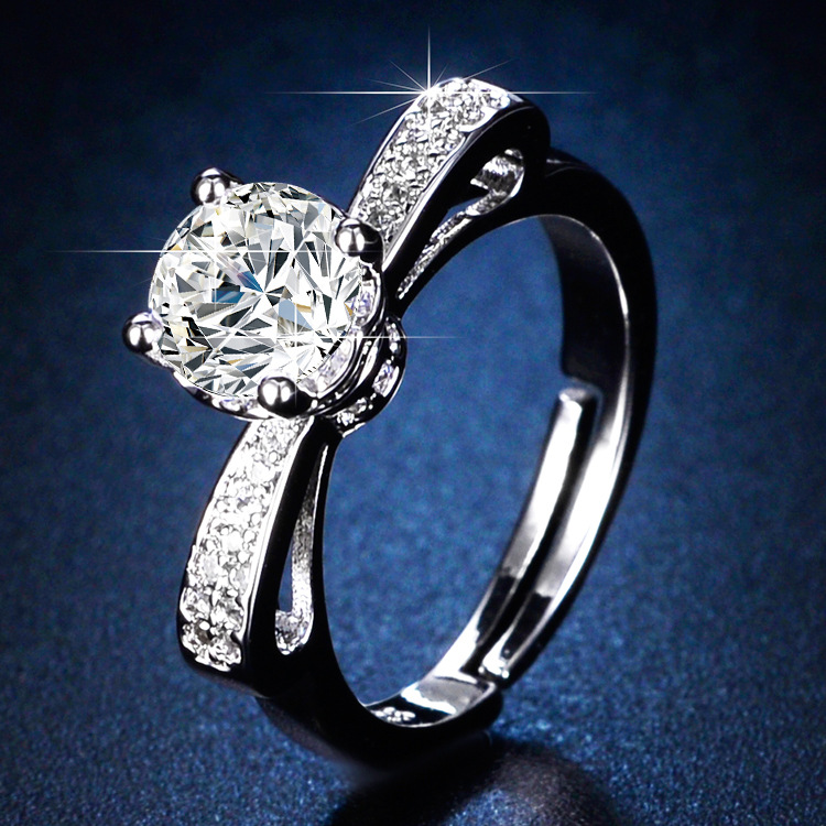 Copper Material Square Pattern Women'S Gender Luxurious Square Copper Plating Inlay Zircon Open Ring
