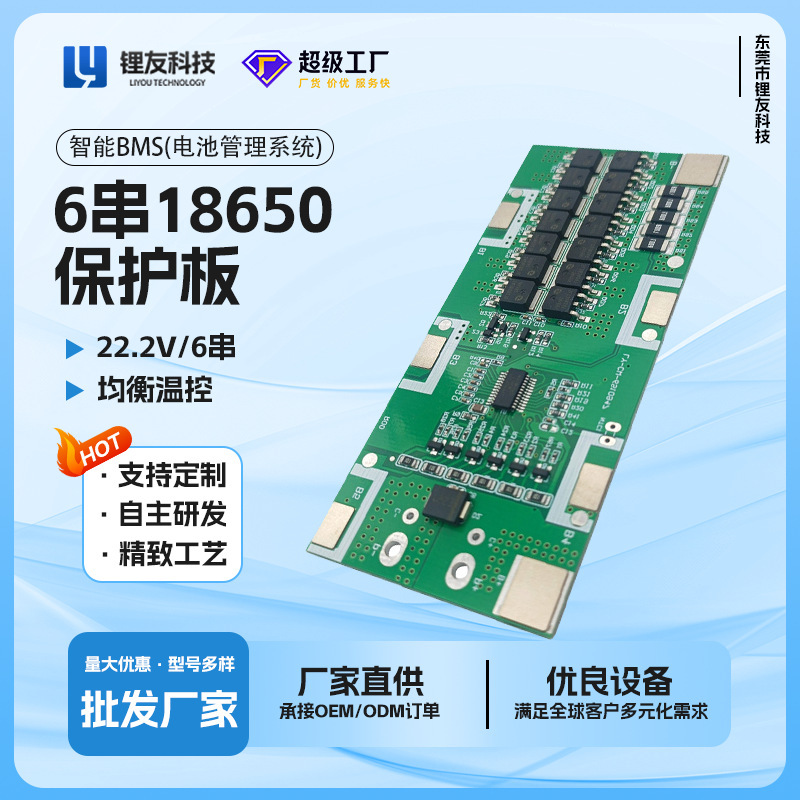 6-Cell Lithium Battery Protection Board (with Balancing) 22.2V Lithium Iron Phosphate Battery Protection Board Ly-Cw-6S10947