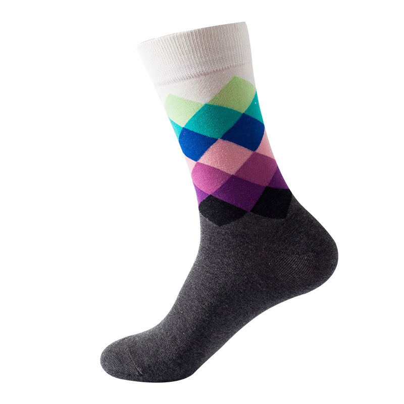 Chaussettes mi-mollet style Ins 2025d pour femme, motif losanges, tendance, unisexes, pour homme_voghion.com