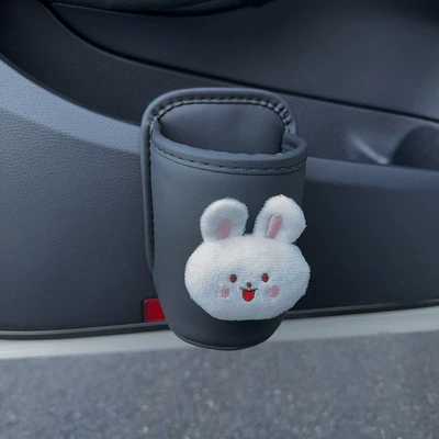 Car Water Cup Holder, Car cup holder/beverage holder - plush-bunny-black-storage-bucket-ready-for-shipment