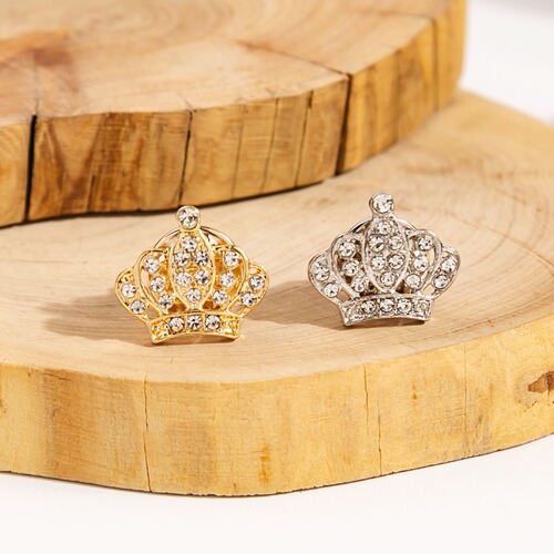 European and American cross-border personalized diamond crown brooch, full diamond crown brooch, men's and women's suit shirt button lapel pin