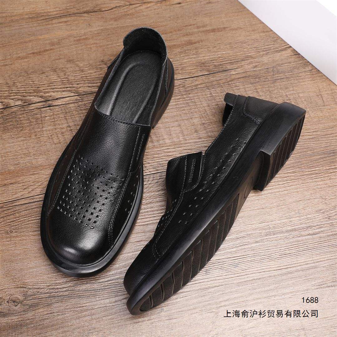 Kişi dəri slip-on ayaqqabı, yumşaq altlıq, nəfəs alan, yay üçün