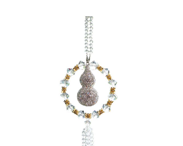 2026 New Model Diamond-Encrusted Gourd Car Hanging Ornament, High-End Light Luxury, Safe Journey Car Rearview Mirror Pendant for Women