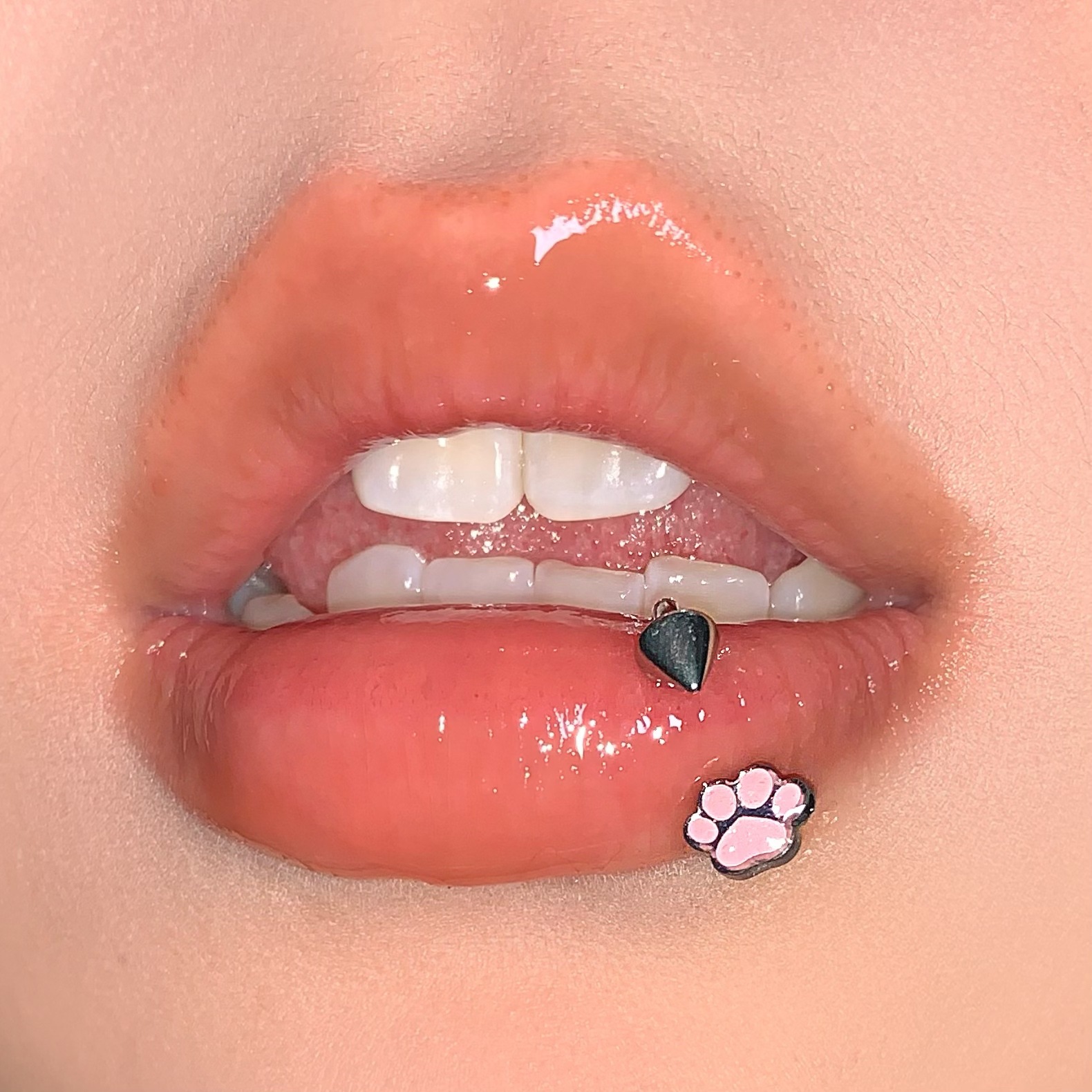 Pointed labret stud close-up product detail