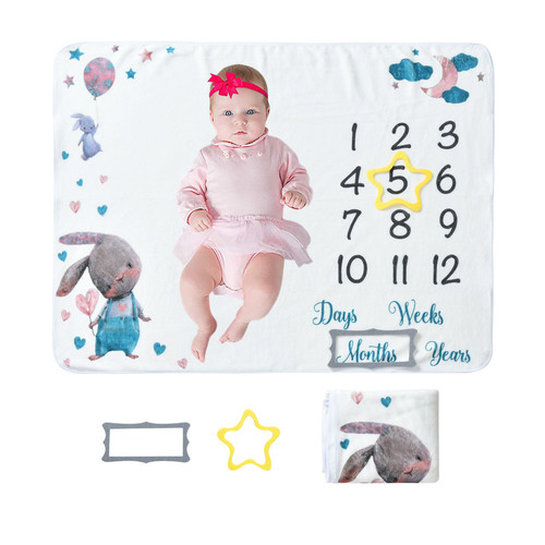 Infant Milestone Plaid Blanket for Photography, Baby Growth Record Photo Prop, Baby Blanket