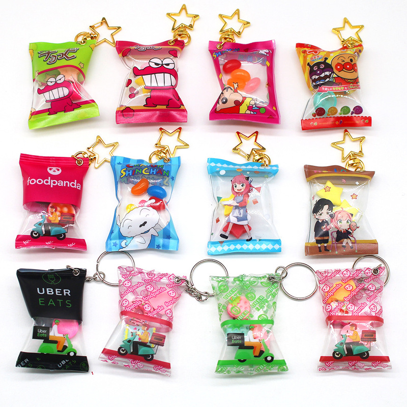 Crayon Shin White Guinea Crocodile Takeaway Soft Candy Inflatable Bag Keychain Simulation Bubble Sugar Hanging Jewelry