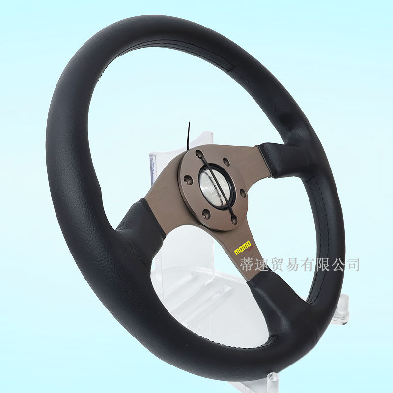 Factory direct sales MOMO modification 14inch TUNER bronze genuine leather racing steering wheel universal flat wheel 350mm