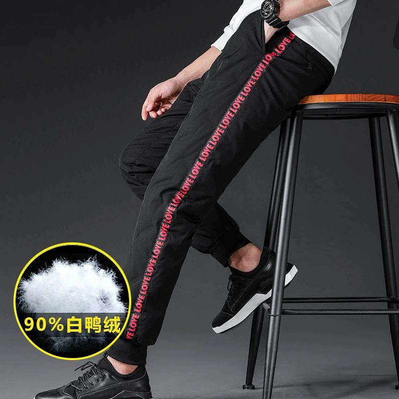 2021 пуховики Мужская Верхняя одежда для подростков утолщенные теплые утиные пуховые уличные ветрозащитные мужские свободные хлопковые брюки с высокой талией