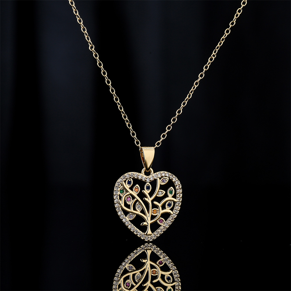 new heart shaped tree of life pendant copper plated 18K gold necklace