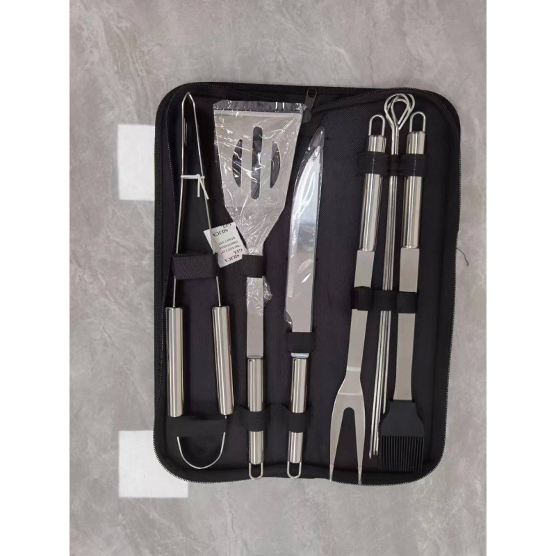 5 piezas de parrilla de acero inoxidable al aire libre parrilla de barbacoa portátil conjunto de herramientas de parrilla de parrilla