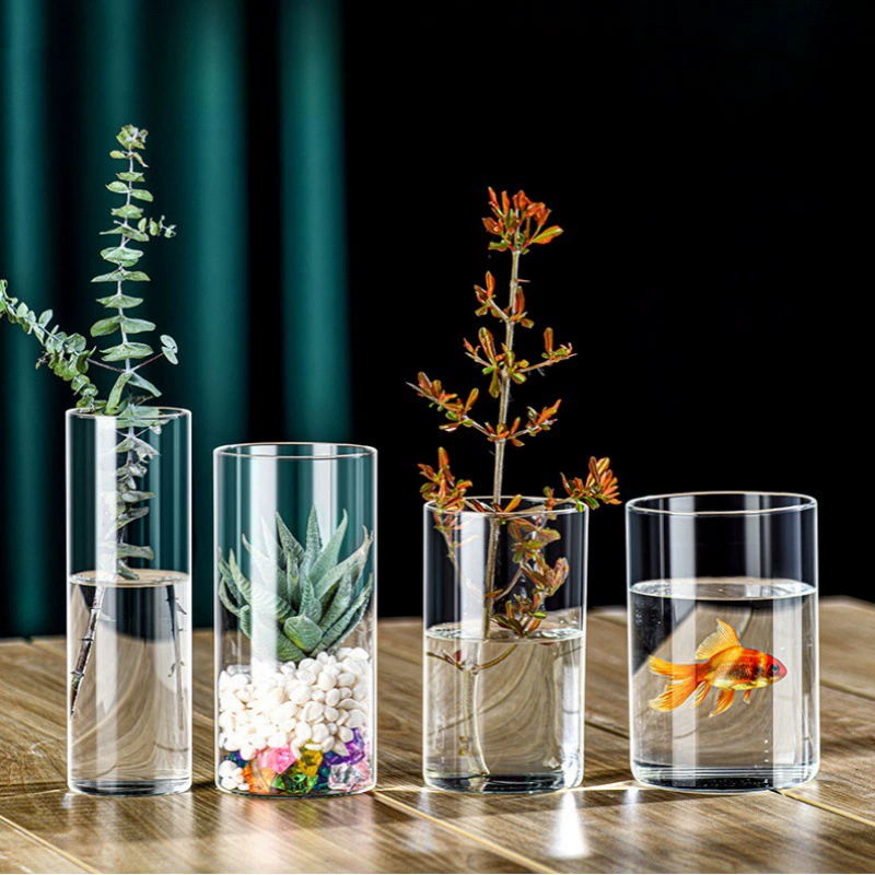Прямая бутылка для посадки воды без крышки с высоким содержанием боросиликатного стекла ваза прозрачная цветочная бутылка зеленая гидропонная растительная экологическая бутылка