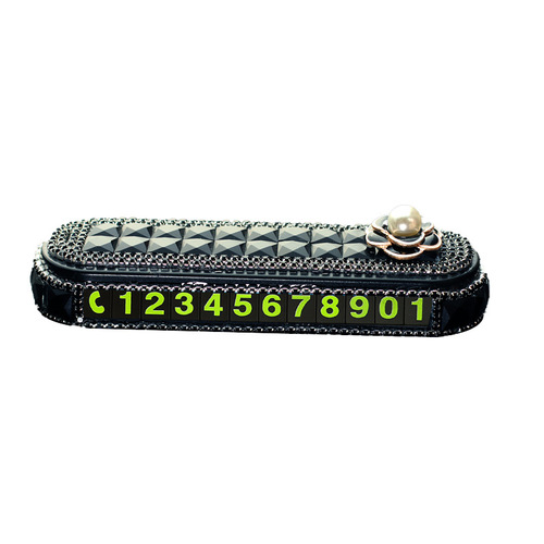 Diamond-encrusted temporary parking number plate, luminous car moving mobile phone number plate, creative car-mounted high temperature resistant number plate