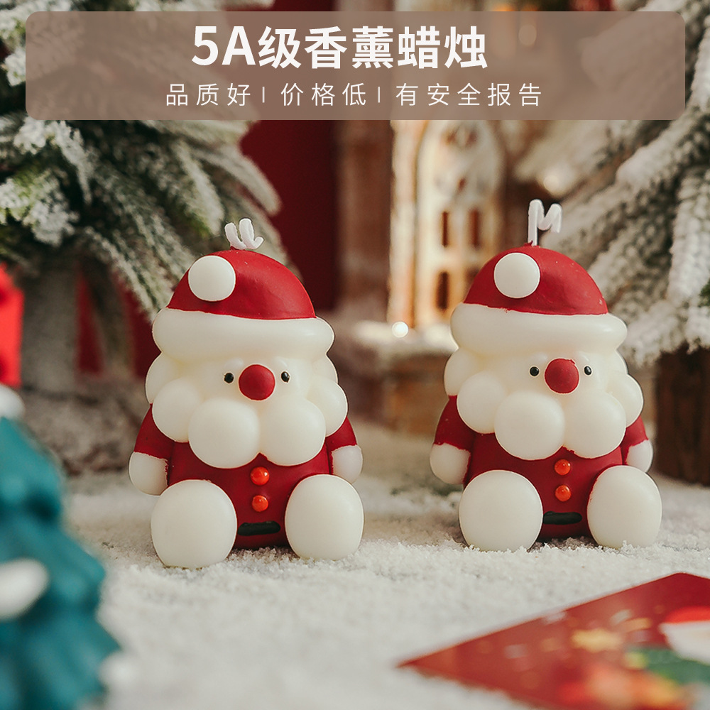 Papá Noel vela de banana hecha a mano atmósfera perfume mano vela de simulación vela navideña