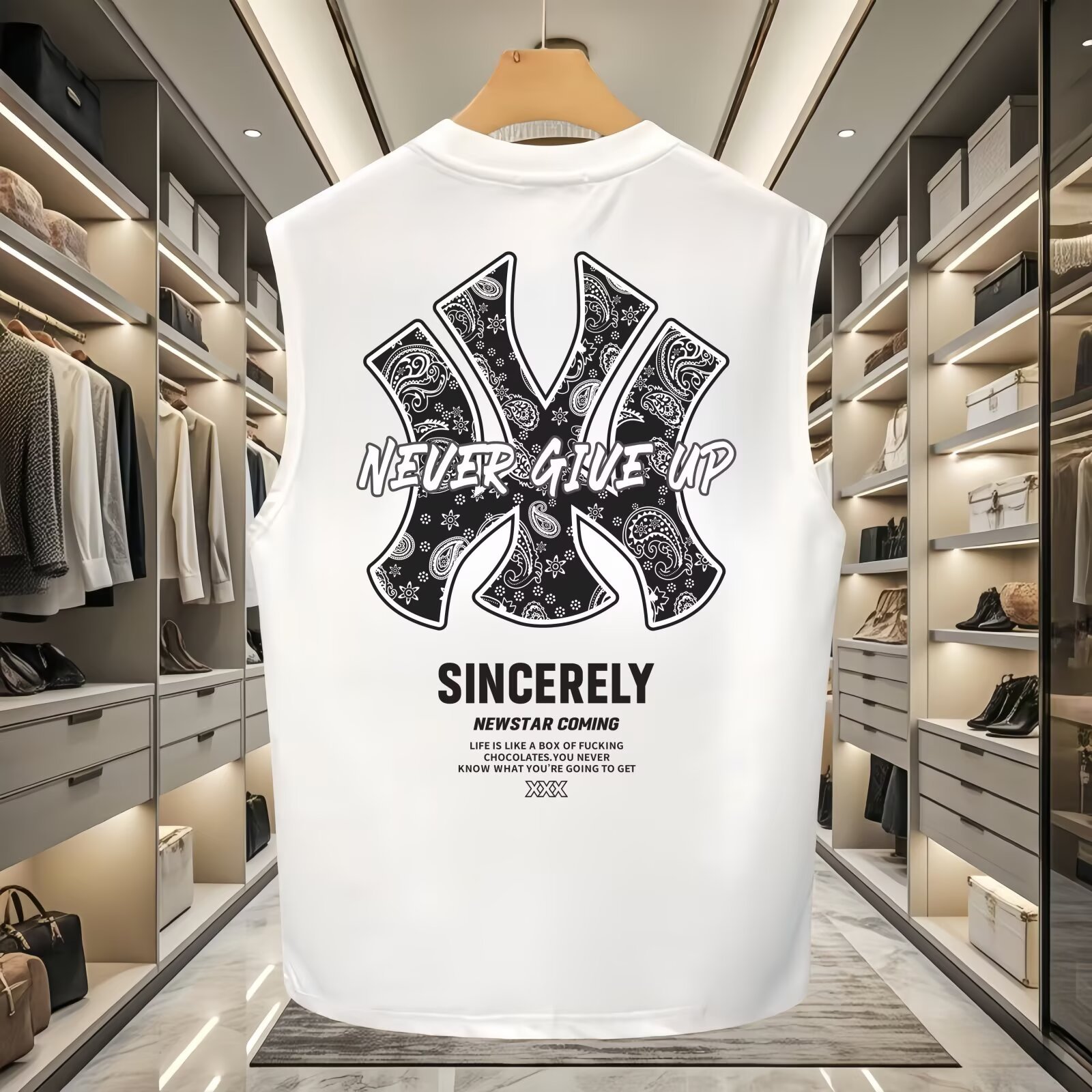 Sleeveless T-shirt for men, new summer style, trendy, loose fit, plus size, sports, fitness, basketball, sleeveless vest top.