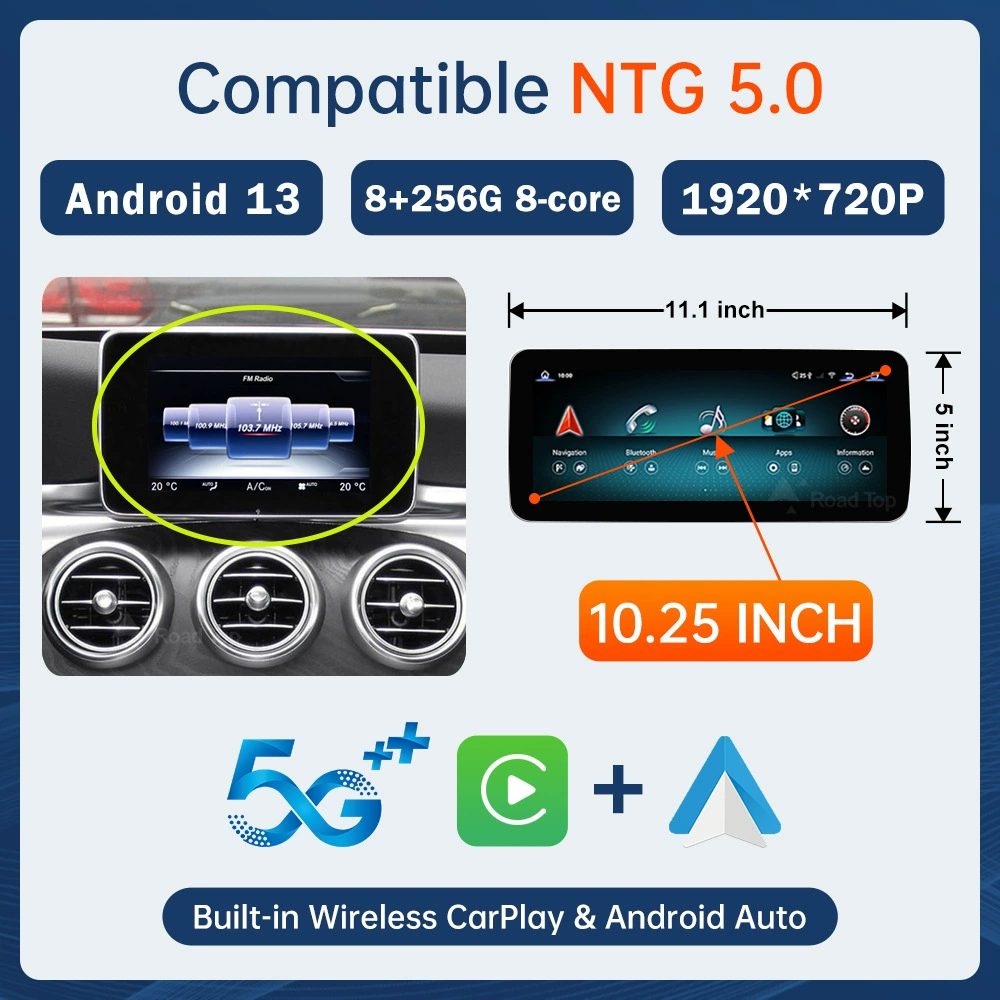 10,25" Android 13 автомобильный экран для Mercedes-Benz C-Class W205/GLC/V-Class W447 NTG5.0