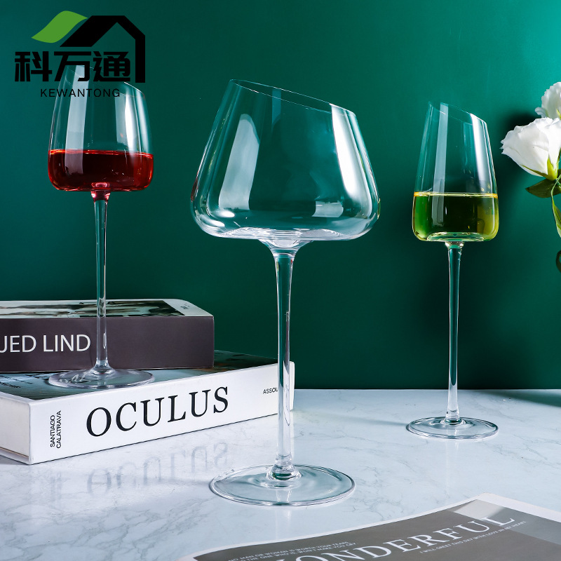 Copa de vino tinto con base inclinada, cristal para el hogar, copa de estilo europeo, copa de champán, copa de vino, juego de doble caja de regalo