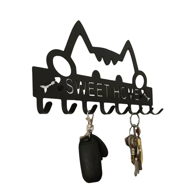 Cross-border exclusivo lindo gato metal clave gancho fila gancho pared rack de almacenamiento de la puerta caja de almacenamiento al por mayor personalizable