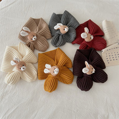 Adorable Little Rabbit Autumn/Winter New Baby Scarf Winter Warmth Solid Color Knitted Cartoon Boy Girl Scarf