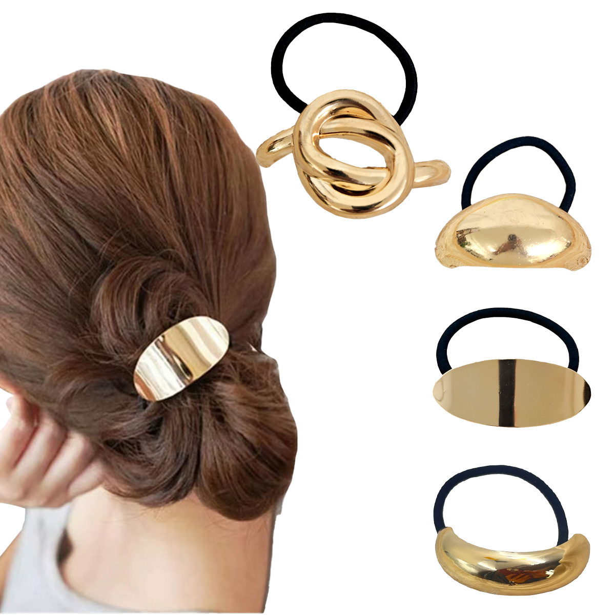 Europa y los Estados Unidos hebilla para el cabello punk personalidad transfronteriza broca de cabello trenzada gótica geometría redonda conjunto anillo de cabello cuerda para el cabello