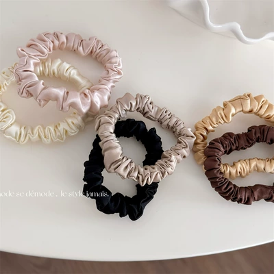 Silk Fabric Hair Ties That Do Not Damage Hair, High-End, High-Elasticity, Traceless, Simple Bun Hair Ties for Women