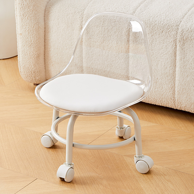 투명한 흰색 - 이중층 금속 높은 강철 프레임 - 흰색 플라스틱 바퀴