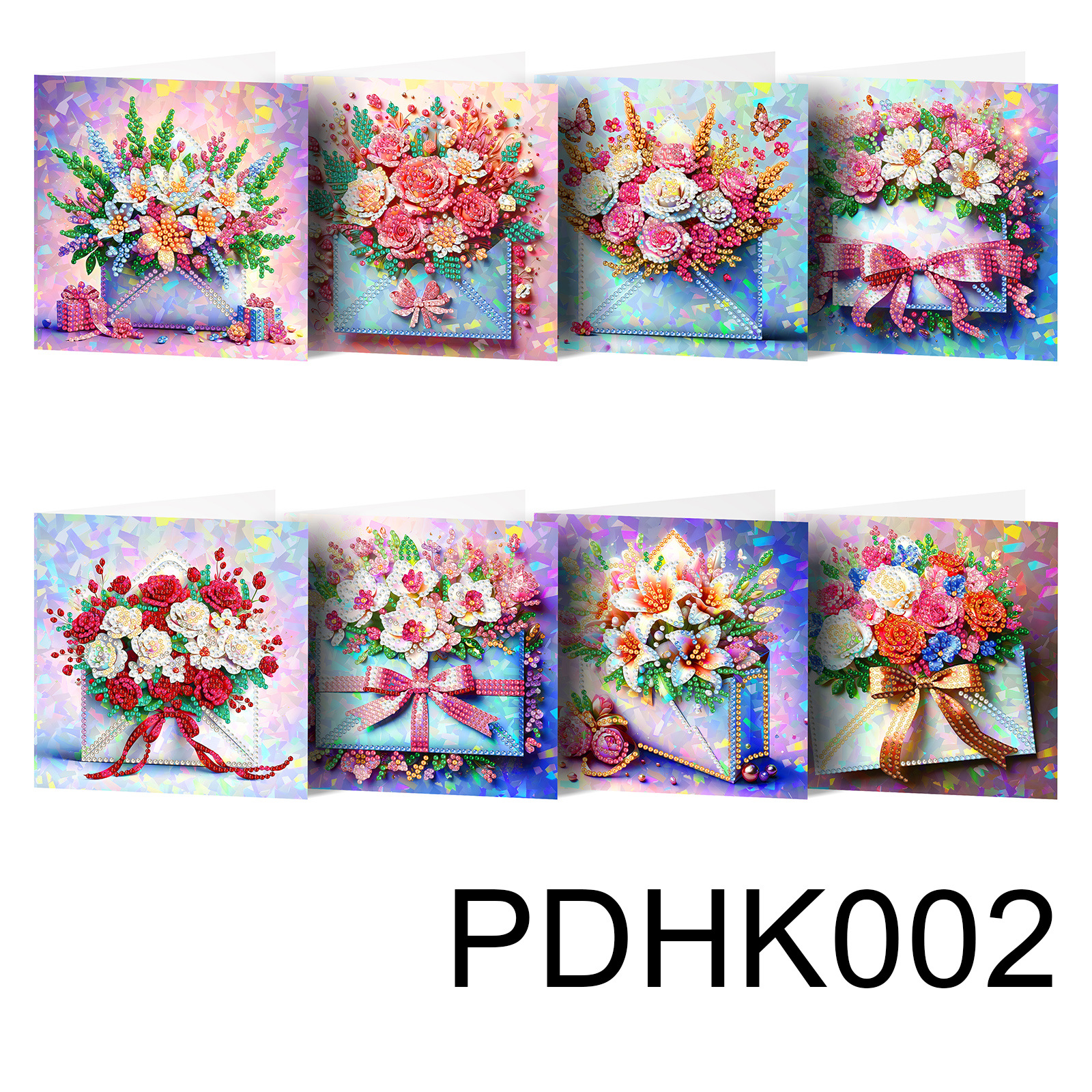 Nuevos diamantes transfronterizos alrededor de la pintura de diamantes DIY flores de Navidad tarjetas de regalo de cumpleaños 12 tarjetas de diamantes