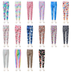 Girls' Leggings Summer New Children's Pants Kids 3-11 Years Gradient Fish Scale Fashion Digital Print Tight Pants