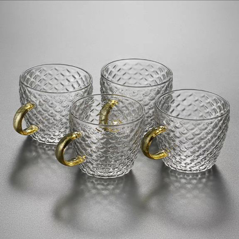 Caja de regalo de té de vidrio de borosilicato hogar traje tetera de flores de vidrio patrón de martillo japonés filtro separador de té