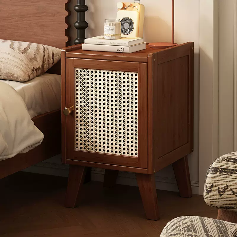 床头柜简易小型卧室房间床边柜边几柜塑藤轻奢整理储物收纳置物架