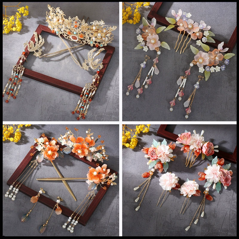 Новый китайский костюм головной убор с бахроной полный набор старинных стилей