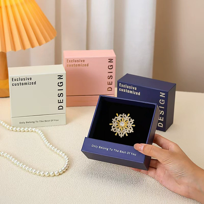 Брошь упаковка подарочная коробка нежный розовый синий рис белый большой красный ювелирные изделия бумажная коробка серьги ожерелье браслет подвеска упаковка