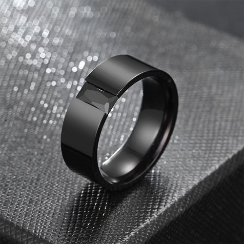 European and American fashionable new men's black elegant open-set zircon ring source manufacturer large quantity and price